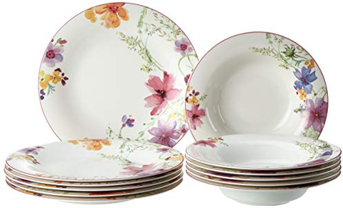 Villeroy & Boch 1041007609 Gechirr-Service, Porzellan, floral, 34,8 x 19,7 x 32,4 cm, 12 Einheiten