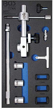 BGS 1744 | Druckluft-Ventilfederspanner-Satz | 15-tlg. | Motorventile | Zündkerzengewinde M14 x 1,25 und M18 x 1,5 | 10 mm (3/8) T-Griff oder Knarre | Gegendruck per Druckluft