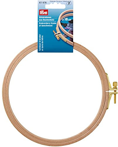 Prym - Prym Naturfarben (0.8x16cm) Buche Holz Stickerei Rahmen mit Messing Schrauben - 1 Stück, Beige