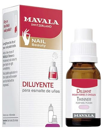 MAVALA - Diluyente para Esmalte de Uñas 10 ml, Recupera la Consistencia del Esmalte Demasiado Espeso, Facilita la Aplicación en Capas Finas, Aumenta la Duración del Esmalte