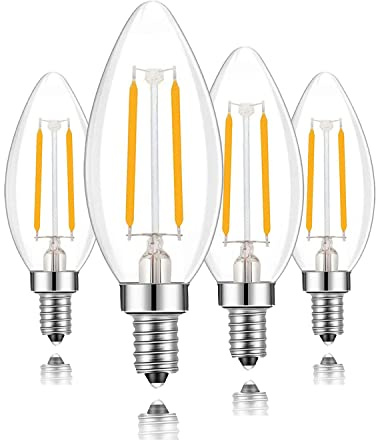 Lamsky E14 European Base LED Filament Edison Bulb, 2W Warm White 2700K, No-Dimmable (4-Pack)