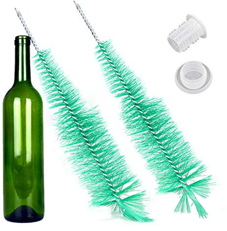 2 Pièces Brosse bouteille, 43cm brosse de nettoyage longue vert pour la bouteille, longueur du 16.9 pouces, avec manche longue en fer