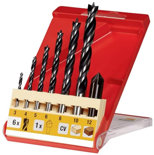 kwb CV Holzbohrer-Set – Holz-Spiralbohrer für Hartholz und Weichholz, 7-teilig inkl. 90-Grad Senker