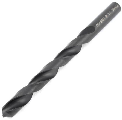 sourcing map CO 11,8 mm Dia 2 Flöten Schneiden rund gerade Shank Twist-Bohrer Bit schwarz