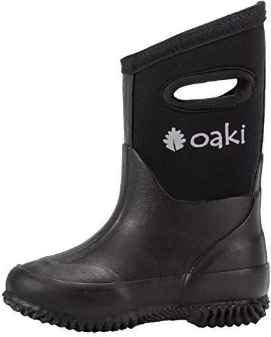 OAKI Kids’ Neoprene Rain and Snow Boots – Waterproof, Insulated 7mm Liner for -30°F, Durable 8mm Reinforced Outsole, Eco-Friendly Materials, Black 1 Little Kid