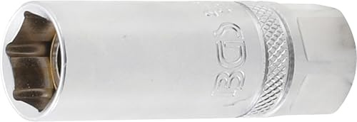 BGS 2468 | Zündkerzen-Einsatz mit Magnet, Sechskant | SW 16 mm | Antrieb Innenvierkant 12,5 mm (1/2) | Chrom-Vanadium-Stahl | verchromt, hochglanz | mit Rändelung