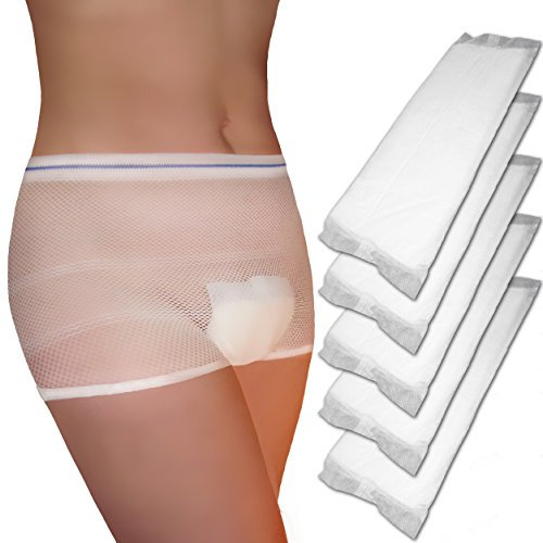 Wochenbett Binden Kombi Spar Set: 56Stk. große Einlagen (hohe Saugleistung) PLUS 5Stk. waschbare Wöchnerinnen Slips, wählbare Größen. Ideal nach der Geburt, (Größe 1)
