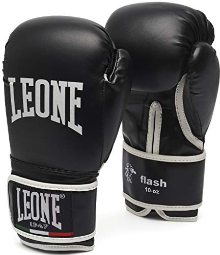 LEONE 1947, Flash Boxing Gloves, Unisex Adult, Black, 16 OZ, GN083