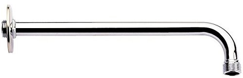Brazo de ducha de pared para alcachofa o rociador, largo 30 cm, metal brillo cromado, con roseta y roscas de conexión normalizadas de 1/2 pulgadas