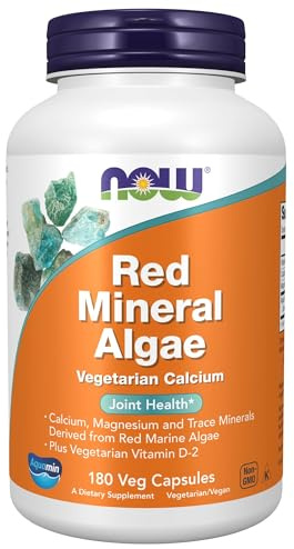 NOW Foods Supplements, Red Mineral Algae Plus Vitamin D-2, Joint Health*, 180 Veg Capsules