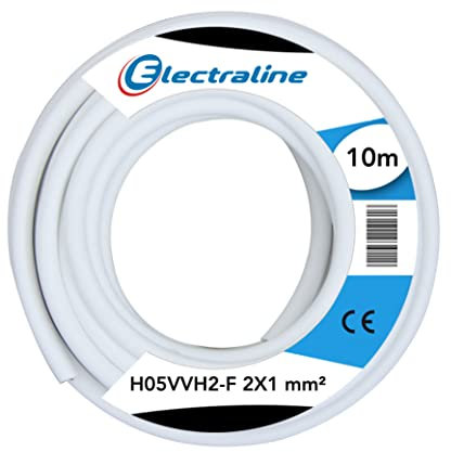 Electraline 10961 H05VVH2-F Cavo, Sezione 2x1 mm, Lunghezza 10 m, Bianco