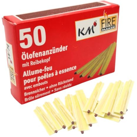 KM Firemaker Lot de 50 allume-feux à huile avec tête de râpe, Art. - 350, Essence, Métal, Rouge, Minimaliste, Bois