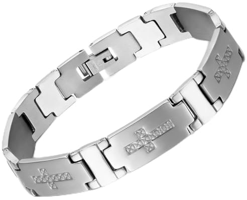 OIDEA Herren Kreuz Gliederkette Armband: Kreuz Bibel Glieder Link Armkette aus Edelstahl Vintage Armreif Handgelenk Armband Halskette Set Schmuck Geschenk für Männer Familie Freund