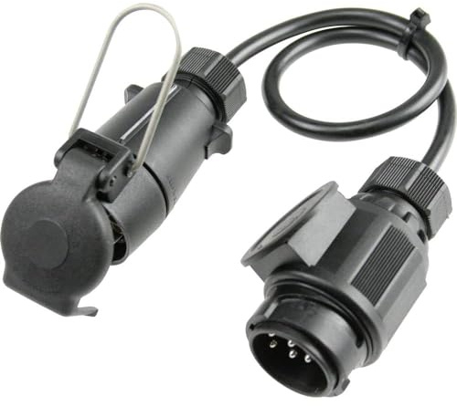 as - Schwabe 0,6m Anhänger Verlängerungskabel IP44 wetterfest | 13-polig Stecker zu 7-polig Steckdose - H05VV-F 7x1,0 - Für Camping, Wohnwagen & Wohnmobil - mit Klappdeckel - 12V DC - 60467