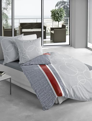 Bierbaum Bettwäsche 6230, Satin Basic, Designed in Germany, grau 08, 155x220 + 80x80 cm, Komfortgröße