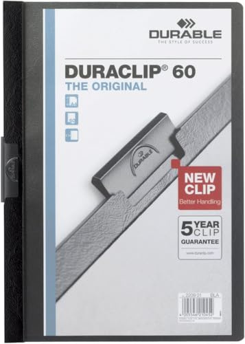 Durable 220901 Carpeta con clip Duraclip Original 60 (para 1-60 hojas de A4), 25 piezas, negro