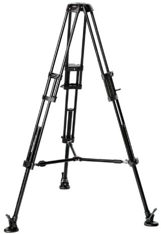 Manfrotto 546B Treppiede con Stabilizzatore Intermedio, Culla da 75 mm, per Video, 3 Sezioni a Due Stadi, in Alluminio, Nero