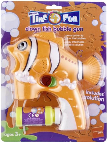 Smiffys Clownfisch-Seifenblasenpistole, Orange, mit Lösung Halloween und Karneval