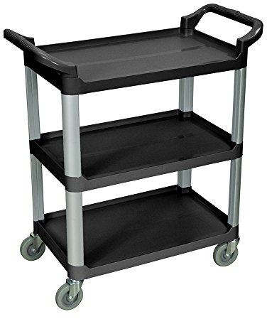 LUXOR 3-Shelf Serving Cart, 36.75 H x 33.5 W x 16.75 D, Black