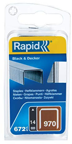 Rapid Tackerklammern Typ 970, 14mm Klammern, 672 Stk., Flachdrahtklammern für Black & Decker Hand- und Elektrotacker