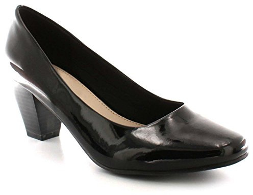 Comfort Plus® Ladies Womens Court Shoes Pumps Wide E Fitting Classic Casual Formal Wider Fit Work Office Comfy Smart Comfortable Slip On Shoe Low Mid Block Heels Size 3-8