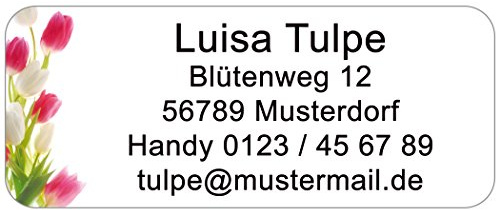 Adress-Etiketten - Adress-Aufkleber Tulpen mit Ihrem Wunschtext, 160 Stück, ca. 56 x 23 mm, für 1 bis 5 Zeilen Text