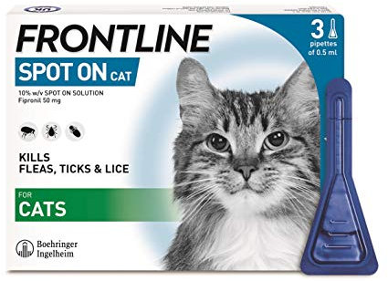 FRONTLINE Spot On Flea & Tick Treatment for Cats - 3 Pipettes