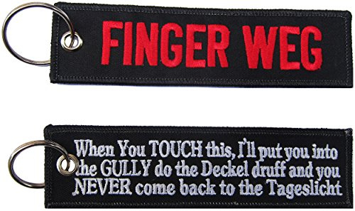Patch FINGER WEG BIKER Motorrad gestickter Schlüsselanhänger Keychain Aufnäher