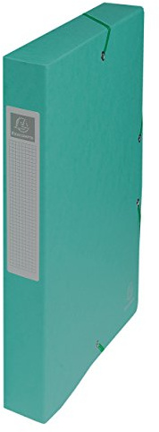 Exacompta 50403E 1 Abheftbox mit Gummibändern Exabox aus Glanzkarton 600g/m2 Rückseite 4 cm Maße 25 x 33 cm für A4-Dokumente Farbe grün wird montiert geliefert