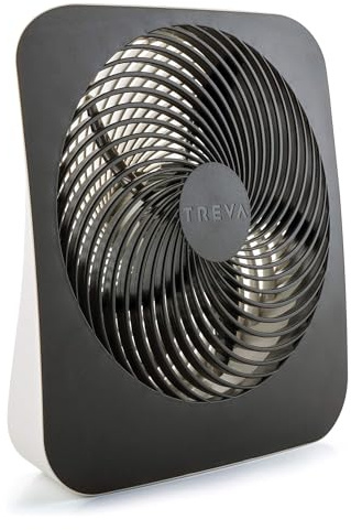 Treva 10-Inch Portable Fan, Powered by Battery and/or AC Adapter - Desk Fan Air Circulating with 2 Cooling Speeds for Personal and Travel Use (Black) (OOS)