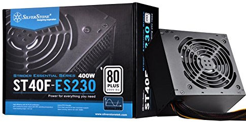 SilverStone SST-ST40F-ES230 - Strider Essential Serie, 400W 80 Plus 230V EU ATX flüsterleises PC-Netzteil mit 120 mm-Lüfter