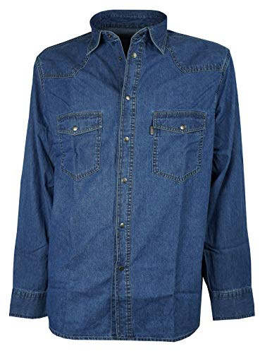 SEA BARRIER Camicia Uomo Manica Lunga in Jeans Extra Art New Tonga