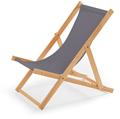 IMPWOOD Liegestuhl grau,Strandstuhl aus Holz,bis 100 kg,klappbar,Liege aus Buchenholz,Holzklappstuhl,Strandliege,Klappliege für Strand,Holz-Liegestuhl