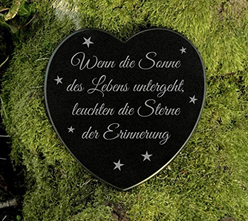 Gedenkstein Herz Grabschmuck Marmor Sterne Gravur