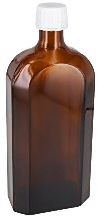 Meplatflaschen 12 x 500ml Braunglas inkl. Schraubverschluss OV 28mm weiss mit EPE-Dichtungseinlage *** Apothekenflasche, Kräuterflaschen, Braunglasflasche***