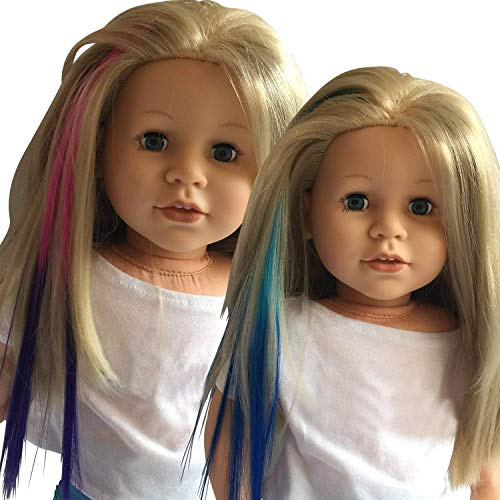 The New York Doll Collection Haarspangen Verlängerungen für 18 Zoll/46cm Puppen - Puppenperücken Stück - Hellblau/Blau & Rosa/Lila - für Mädchen Puppenzubehör