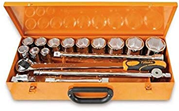BETA 928A/C12 - Assortimento di 12 chiavi a bussola esagonali e 5 accessori in cassetta di lamiera