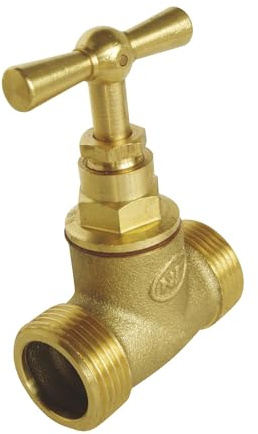 SOMATHERM FOR YOU, Robinet d'arrêt à potence à visser - Double Mâle 1/2 en laiton brut - Durable et fiable - Norme ACS - Idéal pour usage domestique et puisage - Température max 80°C