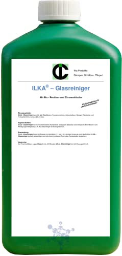 ILKA® - Glasreiniger Konzentrat Fensterreiniger | 10ltr | für alle Fenstersauger geeignet | Fensterputzmittel mit Bio-Fettlöseformel sorgt für streifenfreien Glanz | Zitronenaroma