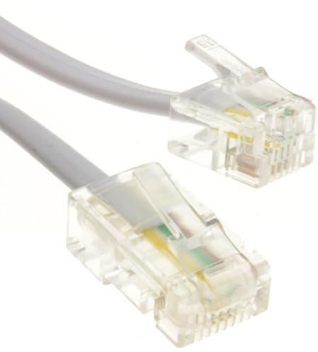 kenable RJ11 Mâle Fiche Vers 4 Fils RJ45 Mâle Fiche Plat câble Cordon 15 m Blanc [15 mètre/15m]