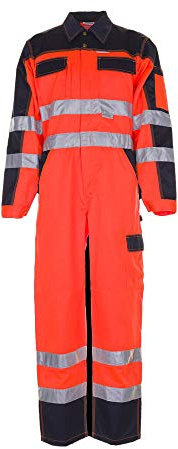 Planam Unisex Warnschutz Winter-Dungarees High Visible Size XXXL in orange/Marine Blue (Pack of 1)