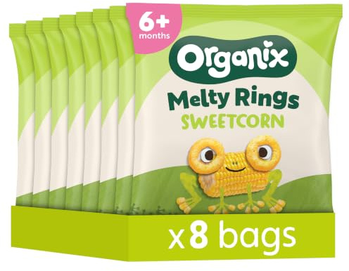 Organix Melty Sweetcorn Rings, Organic Baby Snack, 20 g (Pack of 8)