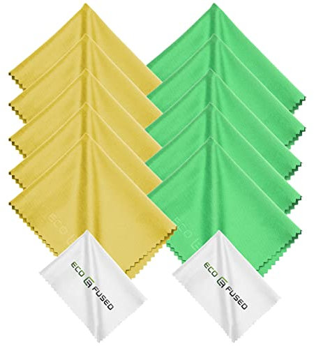 Eco-Fused Mikrofaser-Reinigungstücher - 12er Pack - Reinigen von Brillen, Brillen, Kameraobjektiven, iPad, Tablets, Smartphones, iPhone, Android-Telefonen, Laptops, LCD-Bildschirmen und Anderen