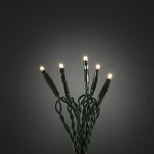 Konstsmide Micro LED Lichterkette, 100 warm weiße Dioden, 24V Innentrafo, dunkelgrünes Kabel - 6354-120