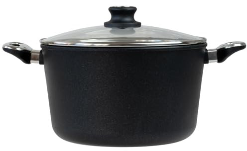 BAF Suppentopf 28 cm mit 8,2 L Volumen und Glasdeckel - Aluguss Kochtopf mit Antihaftbeschichtung - für Gas & Elektro, nicht induktionsgeeignet - Made in Germany