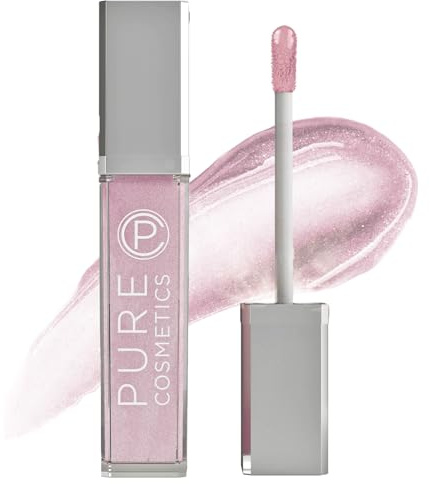 Pure Illumination Light-Up Lip Gloss with LED-Lit Applicator Brush + Side Mirror, Non-Sticky, Moisturizing Hydrating Lip Glosses with Lanolin, Jojoba Oil, & Vitamin E, Shimmer