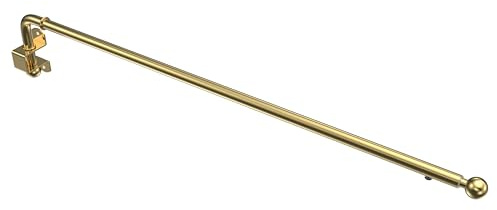 INTERDECO Gardinenstange als Schwenkstange ausziehbar 13/9 mm, schwenkbare Teleskop-Vorhangstange aus Metall, Messing-farbig, zur Wandmontage, Typ 2013011, 60-100 cm