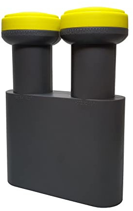 HUMAX Digital Monoblock Quad-LNB 248s, Astra & Hotbird, 4 Teilnehmer inkl. Wetterschutzgehäuse und vergoldete F-Buchsen, für digitales Fernsehen in HD, Full HD und 4K UHD, schwarz/gelb