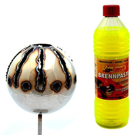 Gebrüder Lomprich Gartenfackel Feuerkugel – Sonne 13cm Durchmesser + 1Liter Brennpaste