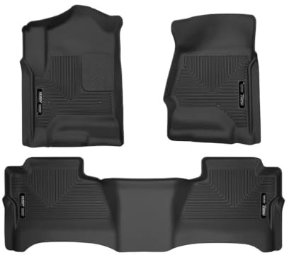 Husky Liners Weatherbeater Floor Mats | Fits 2014 - 2018 Chevrolet Silverado & GMC Sierra 1500 Crew Cab; 15-19 Silverado/Sierra 2500/3500 Crew Cab (Footwell Cvg) | Front & 2nd Row, 3-pc Black - 98231